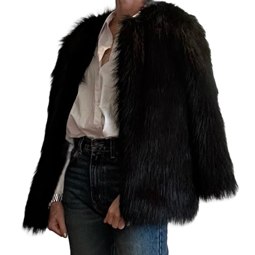 & other stories faux shearling jacket, black, 10 (fits S-M)
